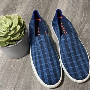 Rothys  blue plaid woman’s size 9 slides on sneakers